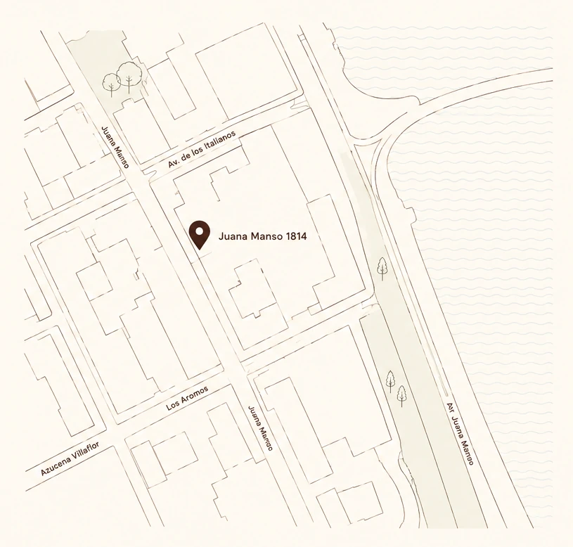 Mapa de ubicación de Marmi Coffee House en Juana Manso 1814, Puerto Madero